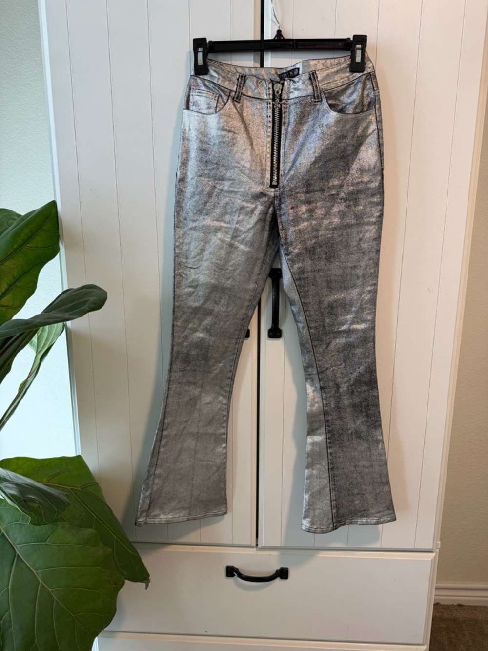 126- Current Mood Metallic Silver Boot Cut Jeans
